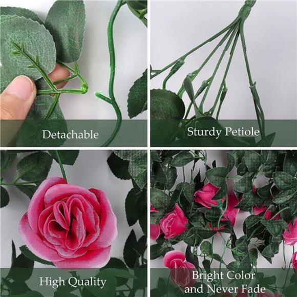 2PCS Artificial Hanging Flowers 3.3Ft Artificial Rose Vine Hanging Plants - Picture 2 of 6